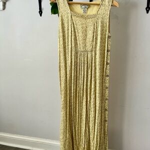 Soft Yellow Floral Maxi Dress with Side Buttons